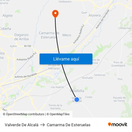 Valverde De Alcalá to Camarma De Esteruelas map