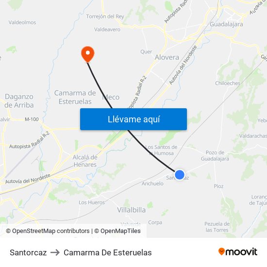 Santorcaz to Camarma De Esteruelas map