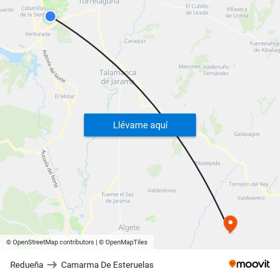 Redueña to Camarma De Esteruelas map
