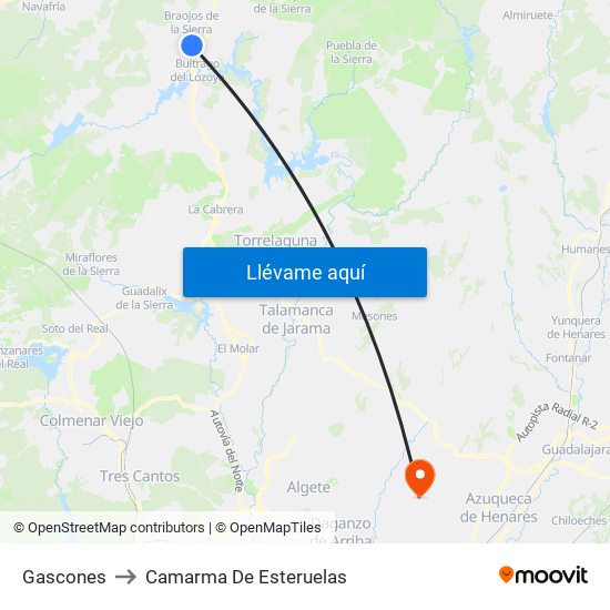 Gascones to Camarma De Esteruelas map
