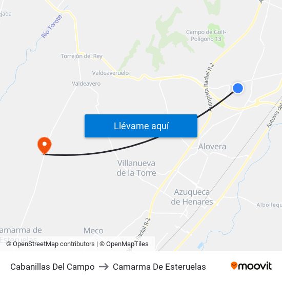 Cabanillas Del Campo to Camarma De Esteruelas map