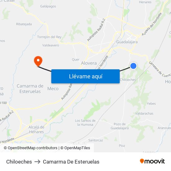 Chiloeches to Camarma De Esteruelas map