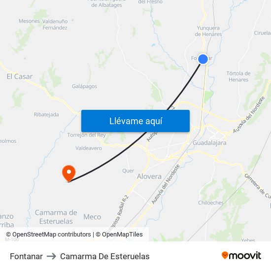 Fontanar to Camarma De Esteruelas map