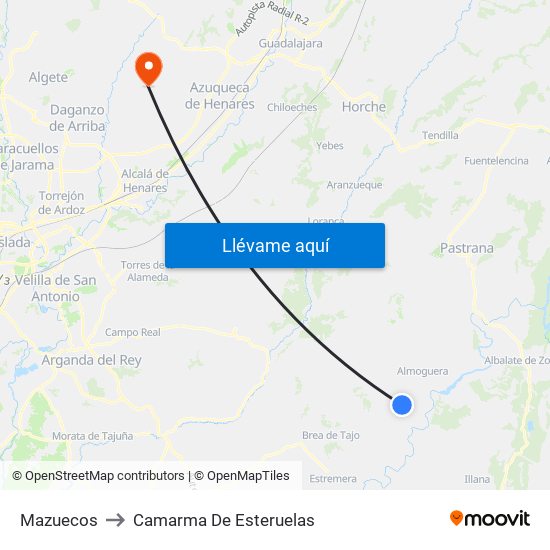 Mazuecos to Camarma De Esteruelas map
