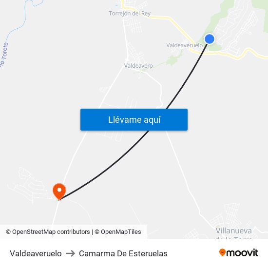 Valdeaveruelo to Camarma De Esteruelas map