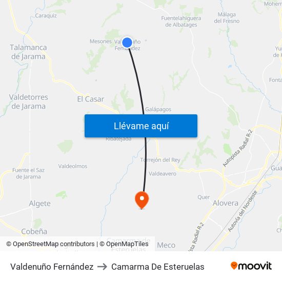 Valdenuño Fernández to Camarma De Esteruelas map