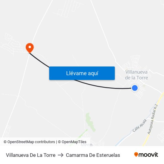 Villanueva De La Torre to Camarma De Esteruelas map