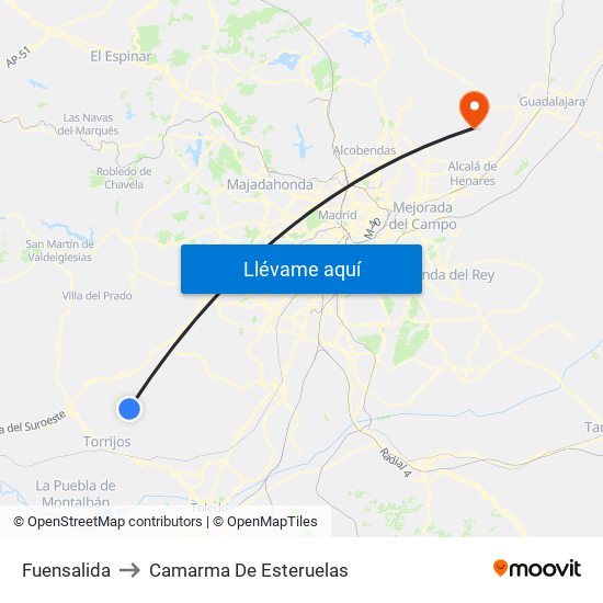 Fuensalida to Camarma De Esteruelas map