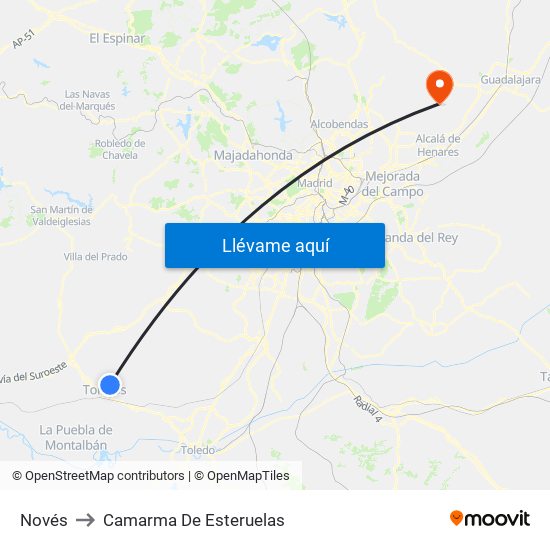 Novés to Camarma De Esteruelas map
