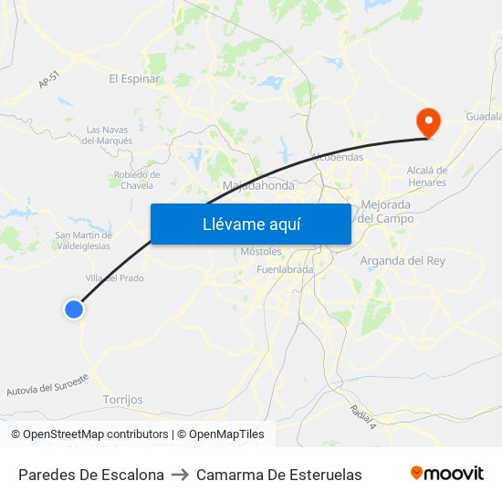 Paredes De Escalona to Camarma De Esteruelas map