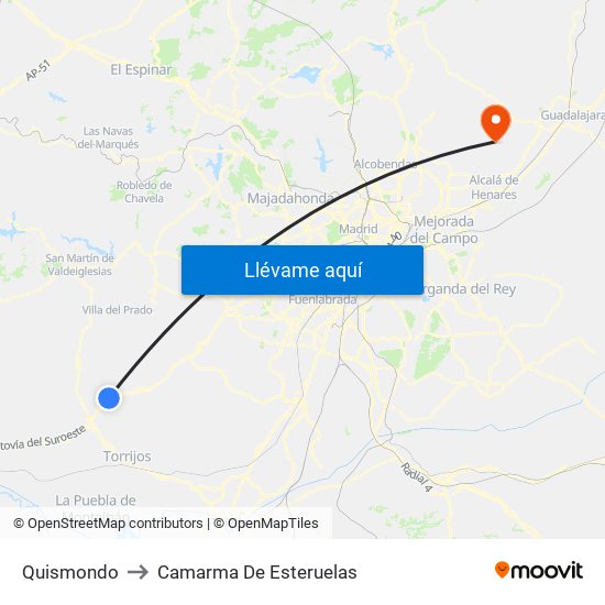 Quismondo to Camarma De Esteruelas map