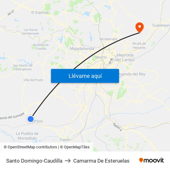 Santo Domingo-Caudilla to Camarma De Esteruelas map