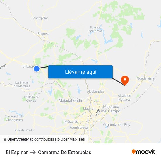 El Espinar to Camarma De Esteruelas map
