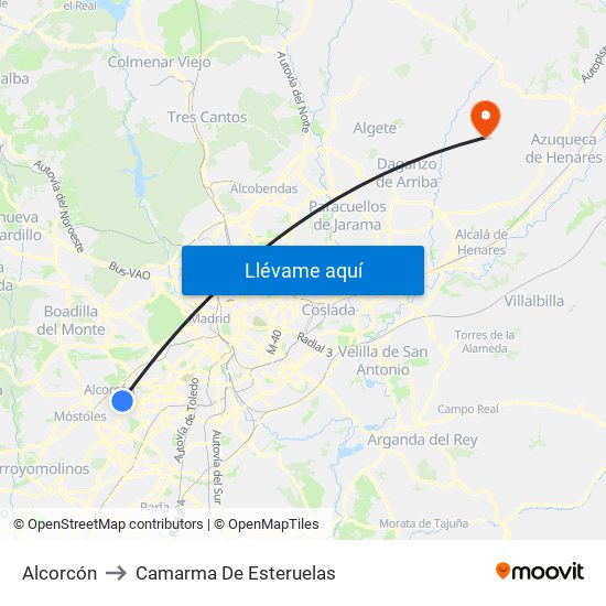 Alcorcón to Camarma De Esteruelas map