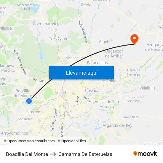 Boadilla Del Monte to Camarma De Esteruelas map