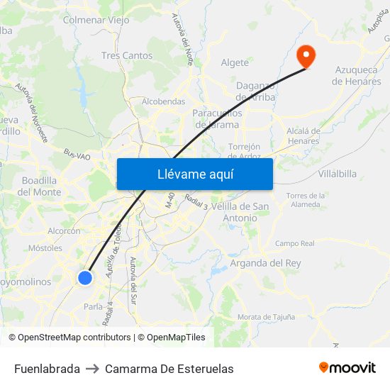 Fuenlabrada to Camarma De Esteruelas map