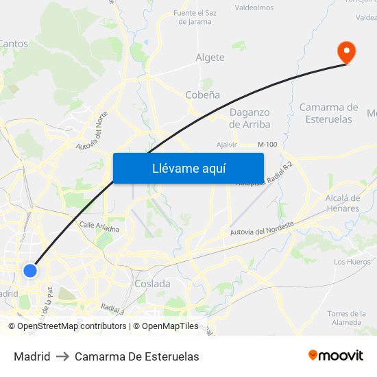Madrid to Camarma De Esteruelas map