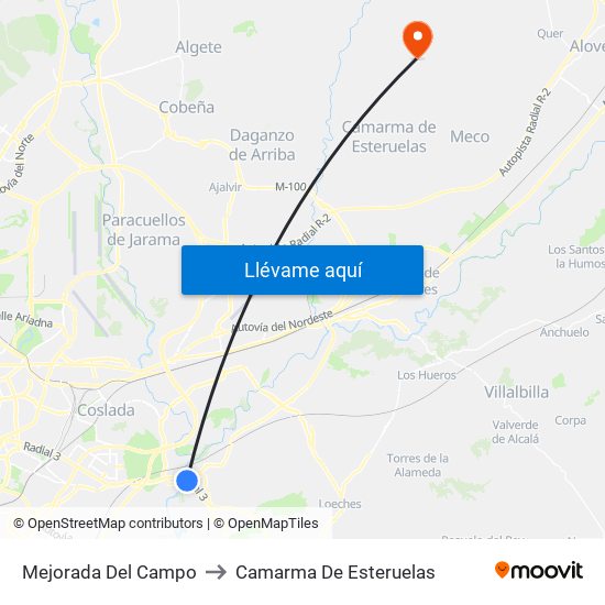 Mejorada Del Campo to Camarma De Esteruelas map