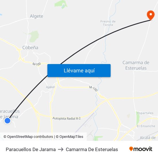 Paracuellos De Jarama to Camarma De Esteruelas map