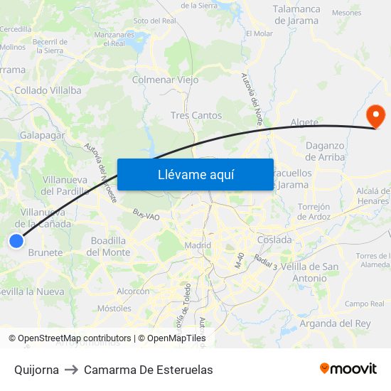 Quijorna to Camarma De Esteruelas map