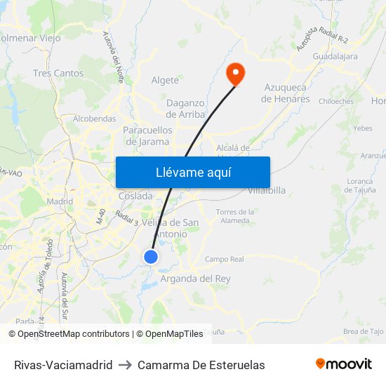 Rivas-Vaciamadrid to Camarma De Esteruelas map