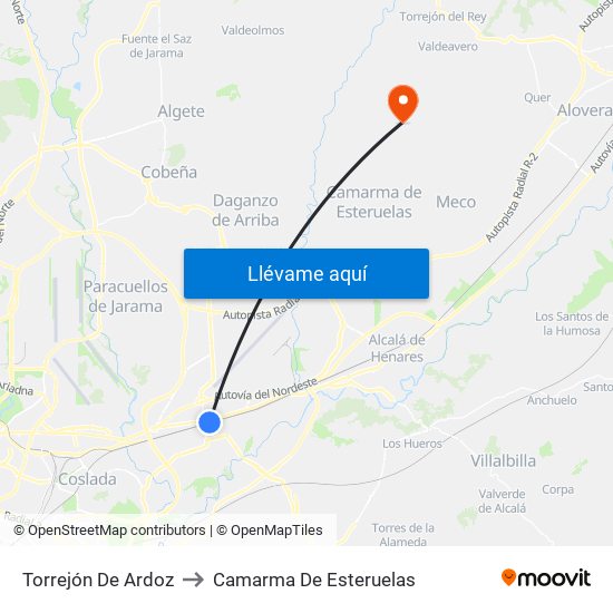 Torrejón De Ardoz to Camarma De Esteruelas map