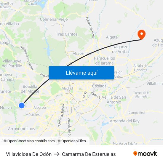 Villaviciosa De Odón to Camarma De Esteruelas map