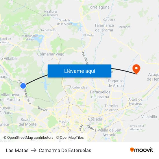 Las Matas to Camarma De Esteruelas map