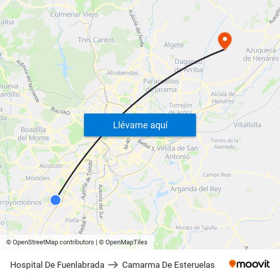 Hospital De Fuenlabrada to Camarma De Esteruelas map