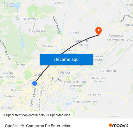 Opañel to Camarma De Esteruelas map