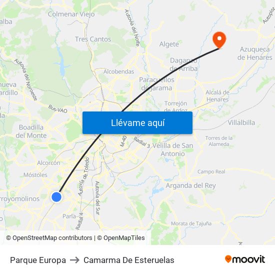 Parque Europa to Camarma De Esteruelas map