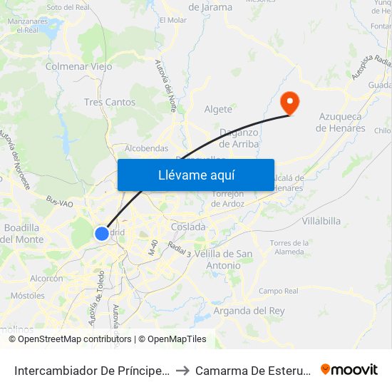 Intercambiador De Príncipe Pío to Camarma De Esteruelas map