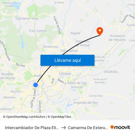 Intercambiador De Plaza Elíptica to Camarma De Esteruelas map
