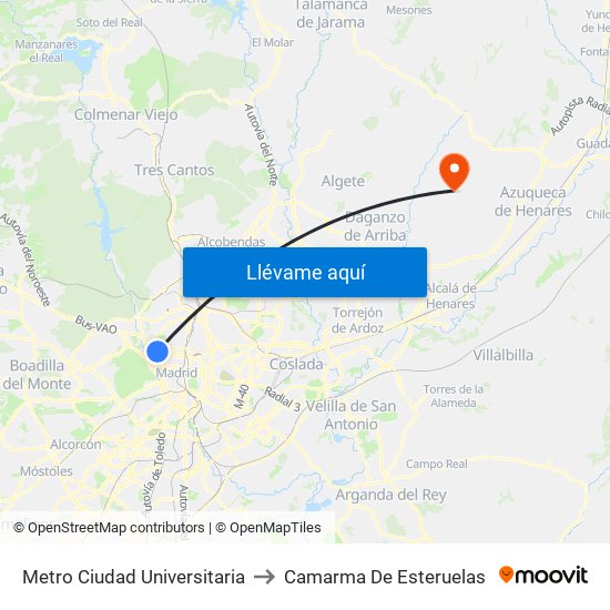 Metro Ciudad Universitaria to Camarma De Esteruelas map
