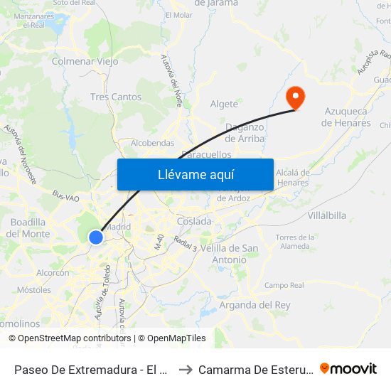 Paseo De Extremadura - El Greco to Camarma De Esteruelas map