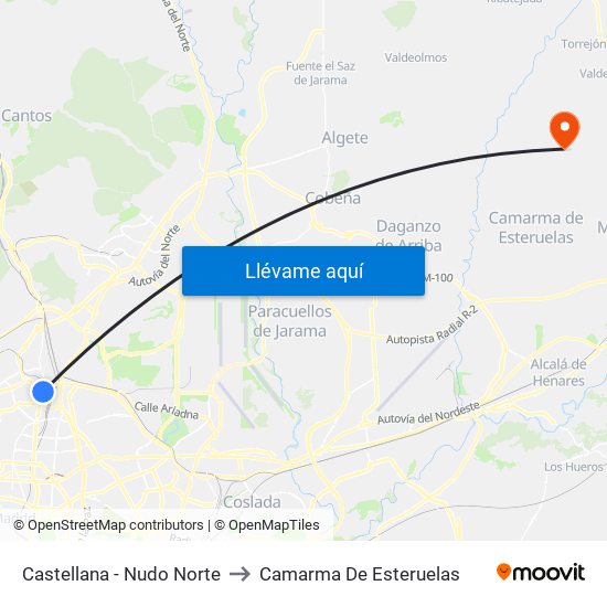 Castellana - Nudo Norte to Camarma De Esteruelas map