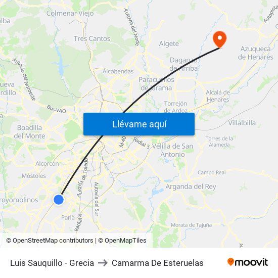 Luis Sauquillo - Grecia to Camarma De Esteruelas map