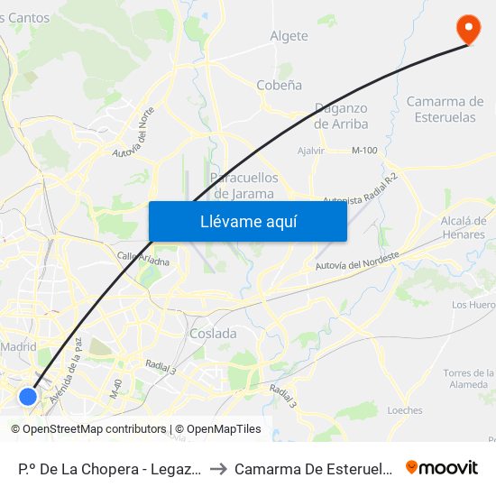 P.º De La Chopera - Legazpi to Camarma De Esteruelas map