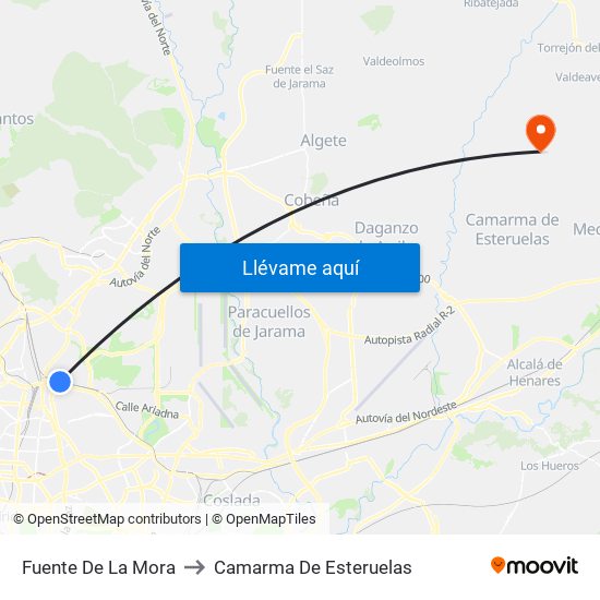Fuente De La Mora to Camarma De Esteruelas map