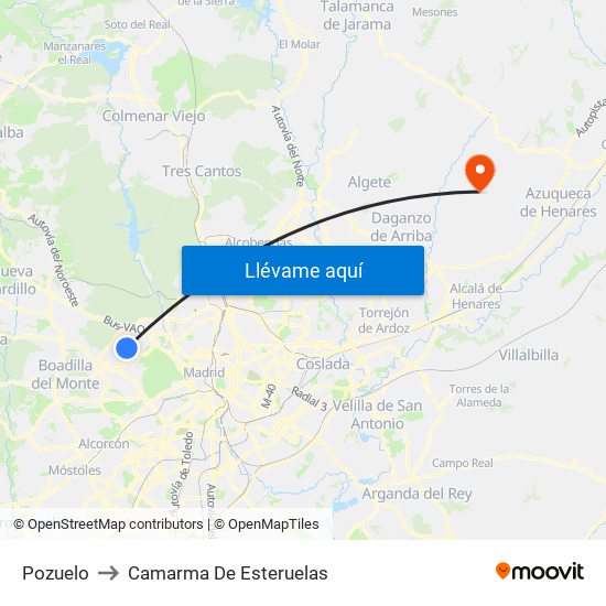 Pozuelo to Camarma De Esteruelas map