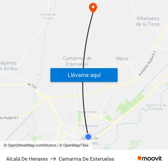 Alcalá De Henares to Camarma De Esteruelas map