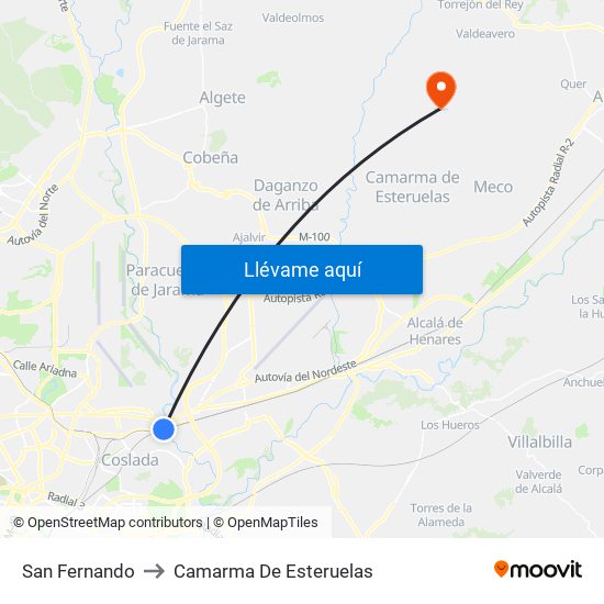 San Fernando to Camarma De Esteruelas map