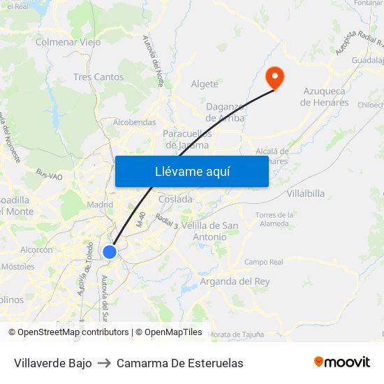 Villaverde Bajo to Camarma De Esteruelas map