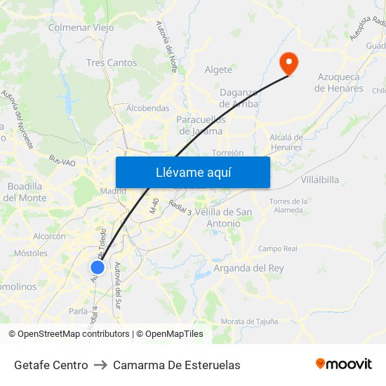 Getafe Centro to Camarma De Esteruelas map