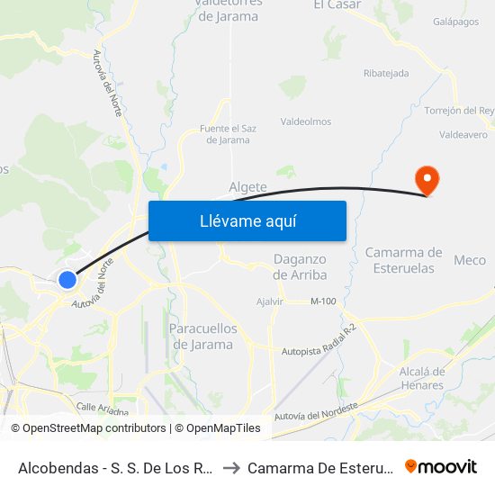 Alcobendas - S. S. De Los Reyes to Camarma De Esteruelas map