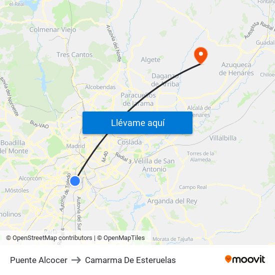 Puente Alcocer to Camarma De Esteruelas map