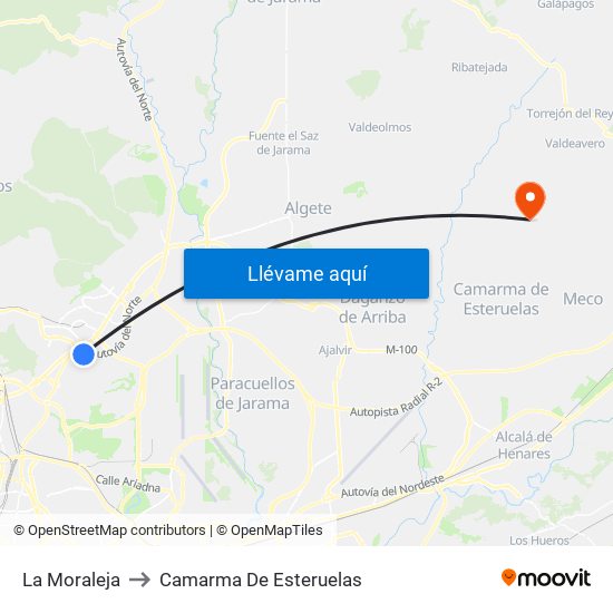 La Moraleja to Camarma De Esteruelas map
