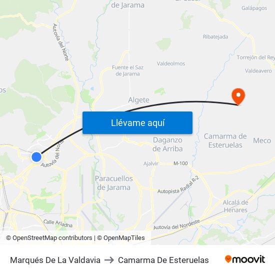 Marqués De La Valdavia to Camarma De Esteruelas map