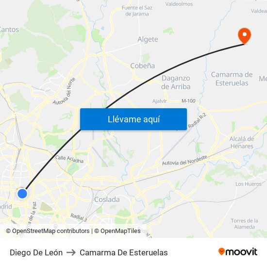 Diego De León to Camarma De Esteruelas map