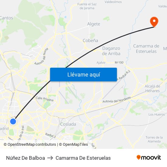 Núñez De Balboa to Camarma De Esteruelas map